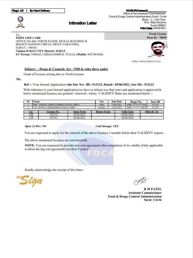 FDCA-LICENCE-Pzifflife-Care